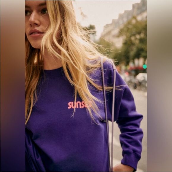 RARE! NEW SEZANE Sunset Sweatshirt in Ultra Violet - Picture 4 of 7